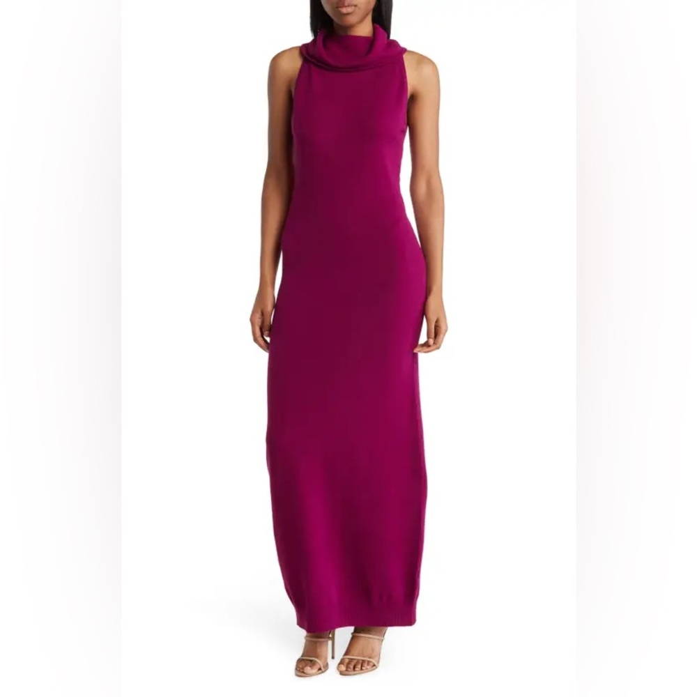 Ronny Kobo Acosta Maxi Cowl Neck Knit Fuschia Dress Size Small NWT